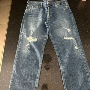 GAP Blue Relaxed Jeans with Distressed Details